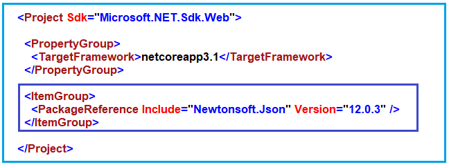 package reference in asp.net core application project file